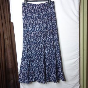 Banana Republic Navy White Flare Lined Maxi Skirt